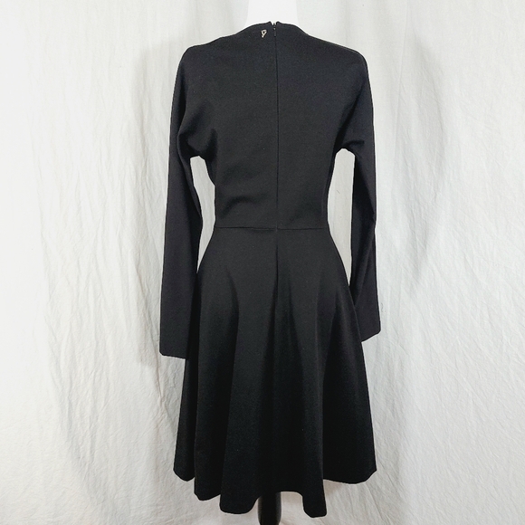 Dondup black jersey long-sleeve A-line midi dress keyhole crewneck, EUXL, NWT - Picture 3 of 11